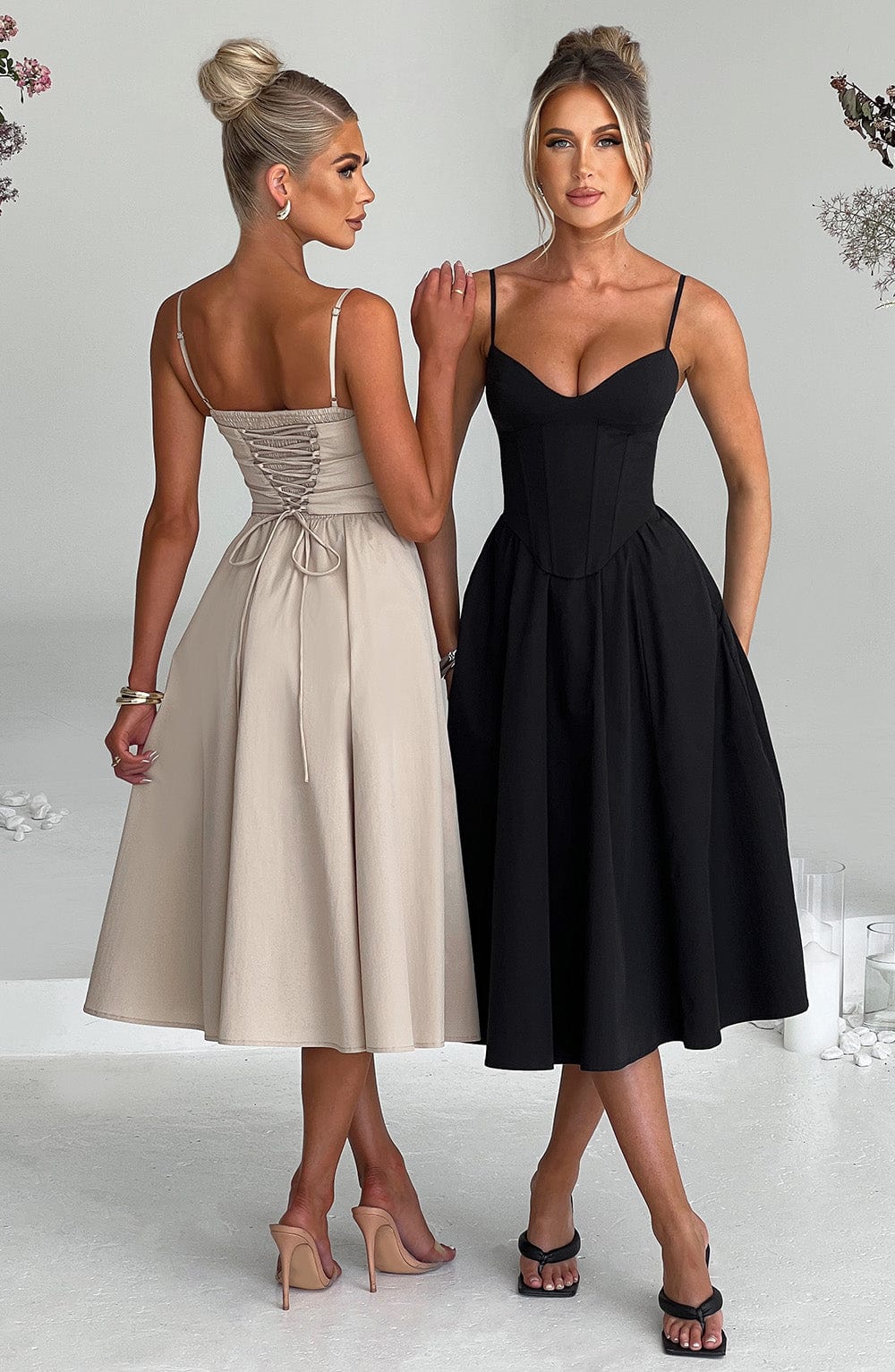 MAILEEN | Elegant Midi Dress in Corset Style