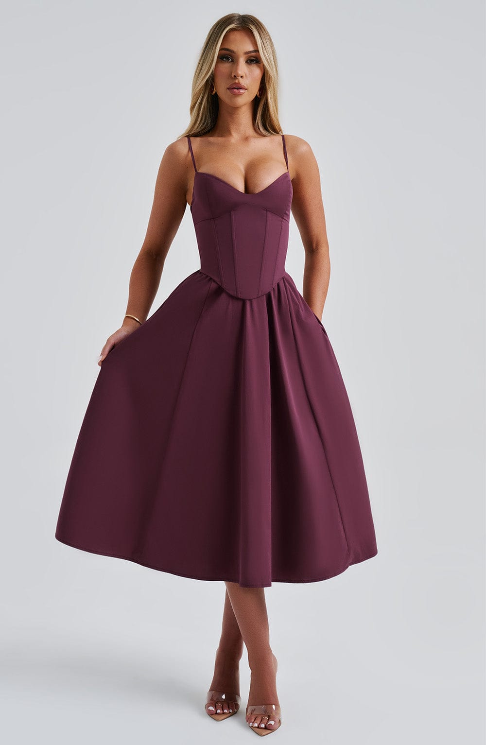 MAILEEN | Elegant Midi Dress in Corset Style