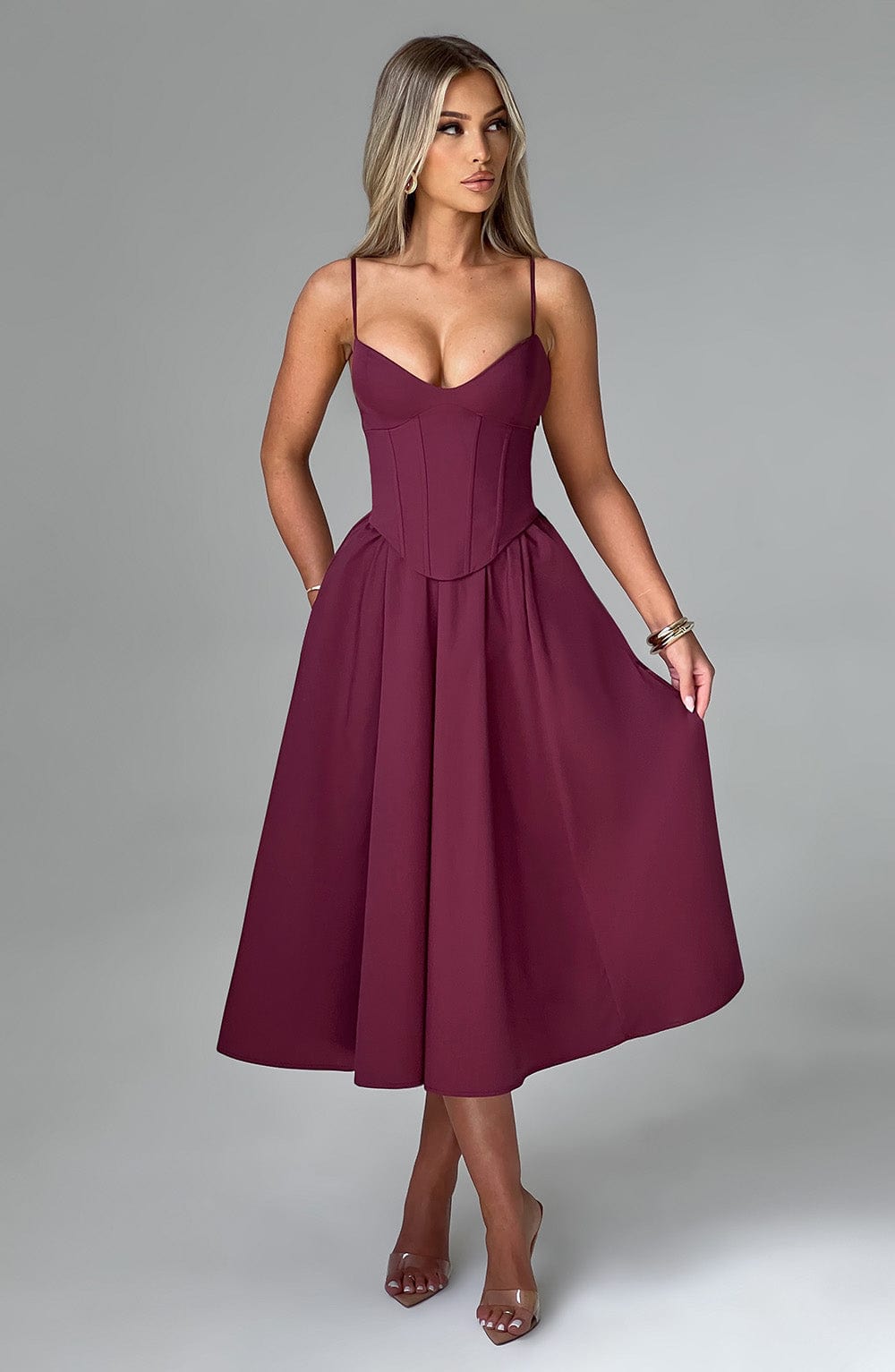 MAILEEN | Elegant Midi Dress in Corset Style
