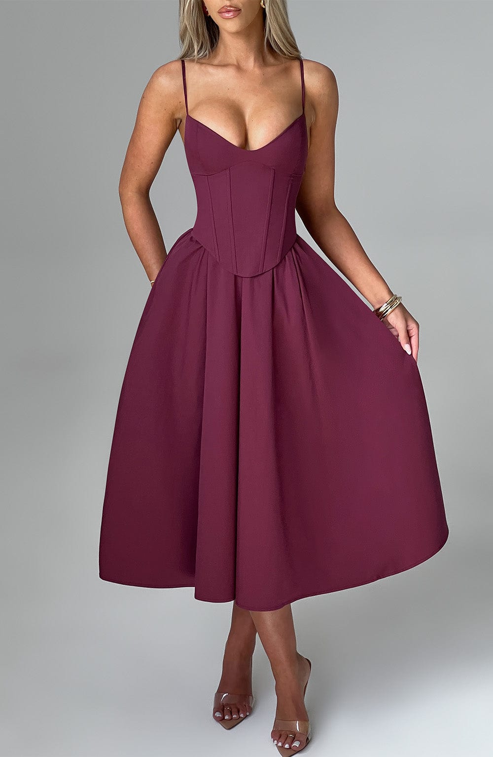 MAILEEN | Elegant Midi Dress in Corset Style