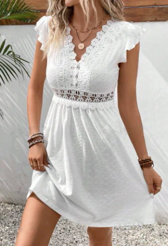 Women's V-Neck A-Line Mini Dress