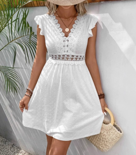 Women's V-Neck A-Line Mini Dress