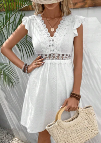 Women's V-Neck A-Line Mini Dress