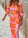 Ladies Long Sleeve Wrap Midi Dress