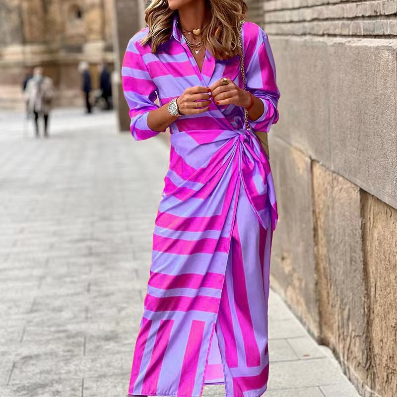 Ladies Long Sleeve Wrap Midi Dress