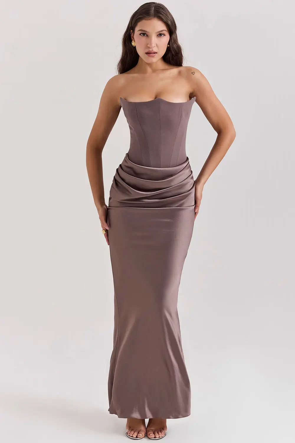 Ladies Strapless Bodycon Midi Dress