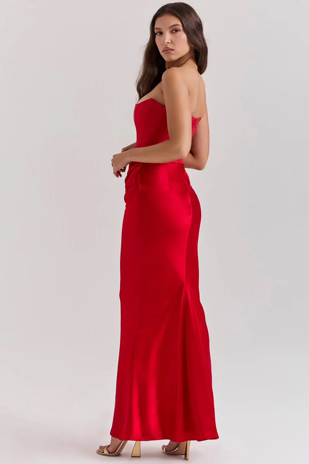 Ladies Strapless Bodycon Midi Dress