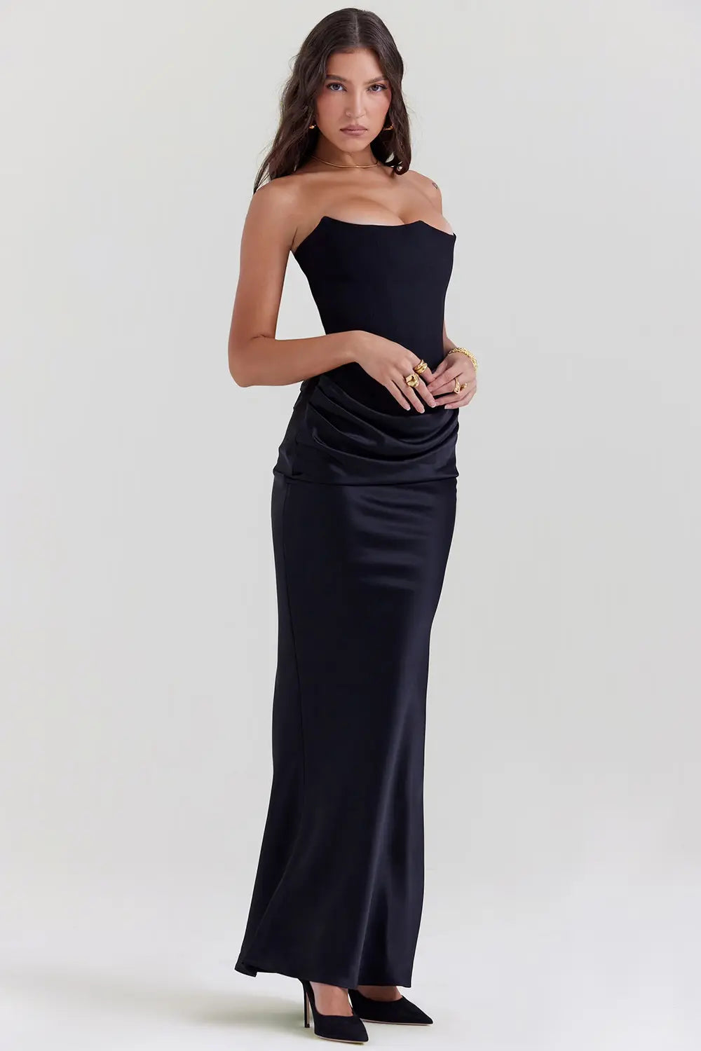 Ladies Strapless Bodycon Midi Dress