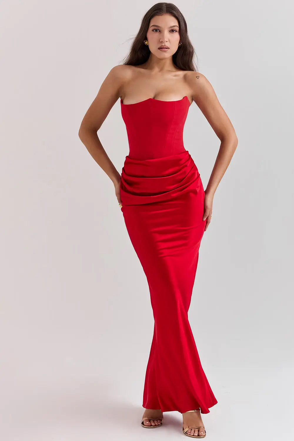 Ladies Strapless Bodycon Midi Dress