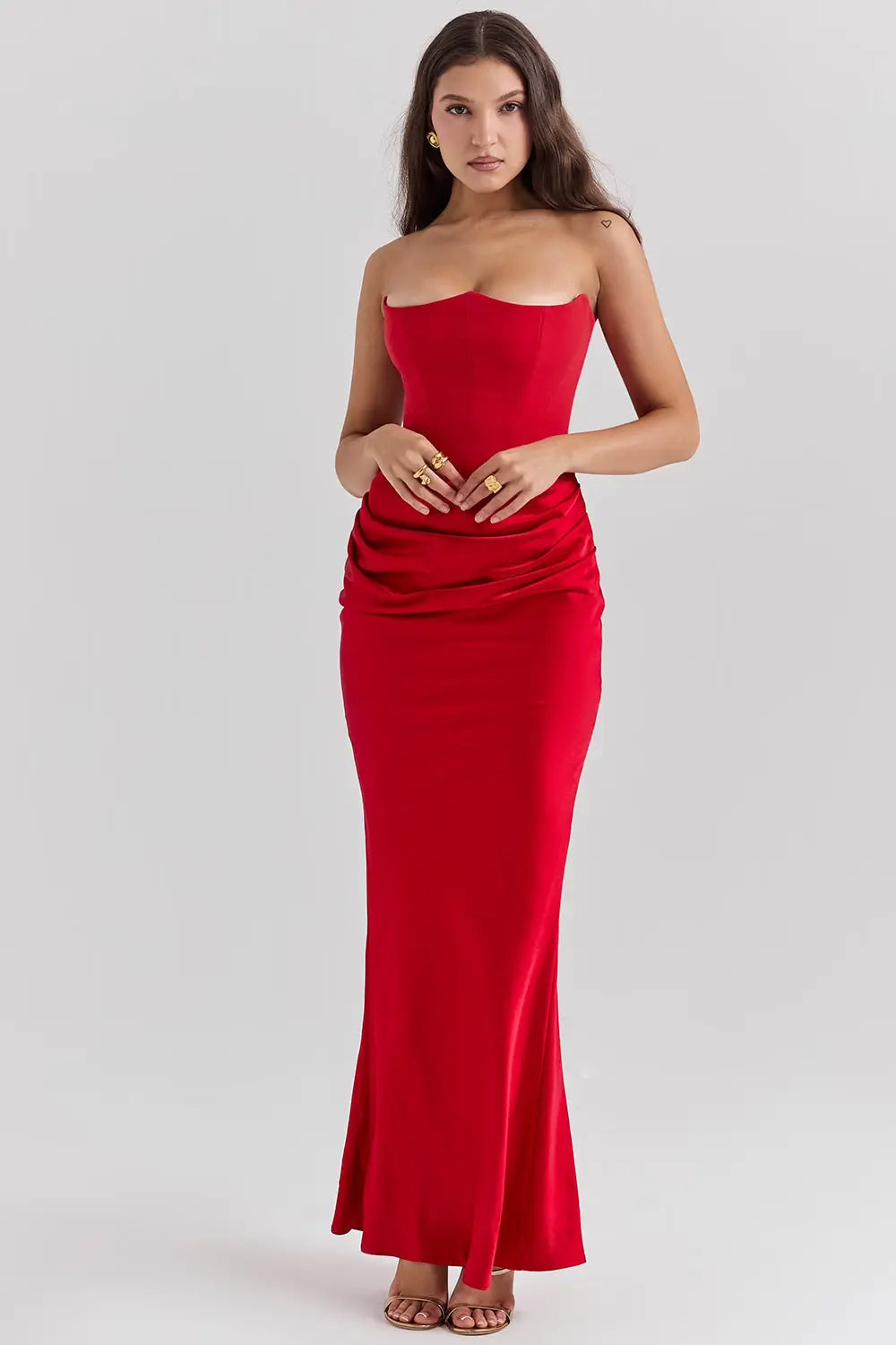 Ladies Strapless Bodycon Midi Dress