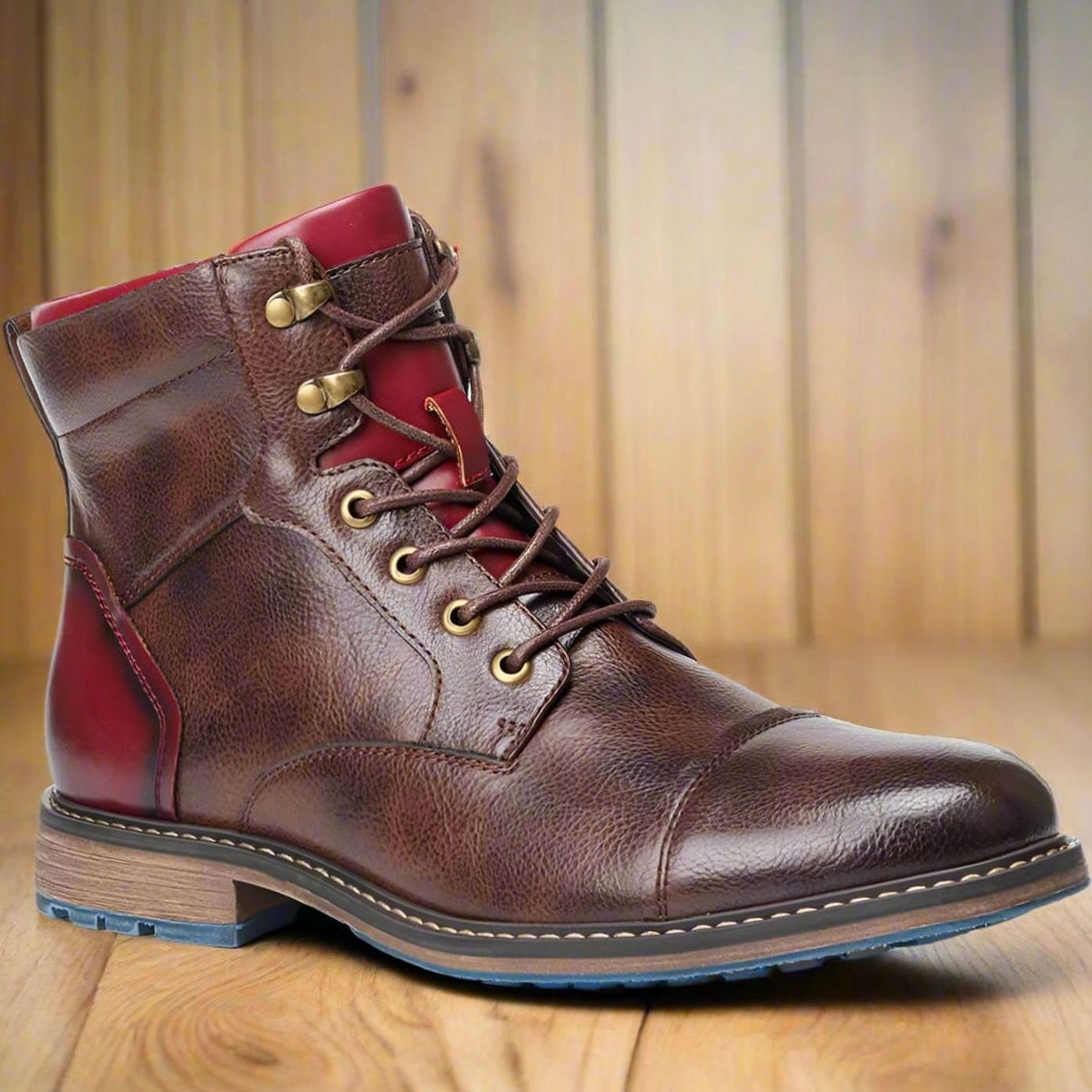 Elijah | Men's Classic Zip Lace-Up Cap-Toe Leather Ankle Boots