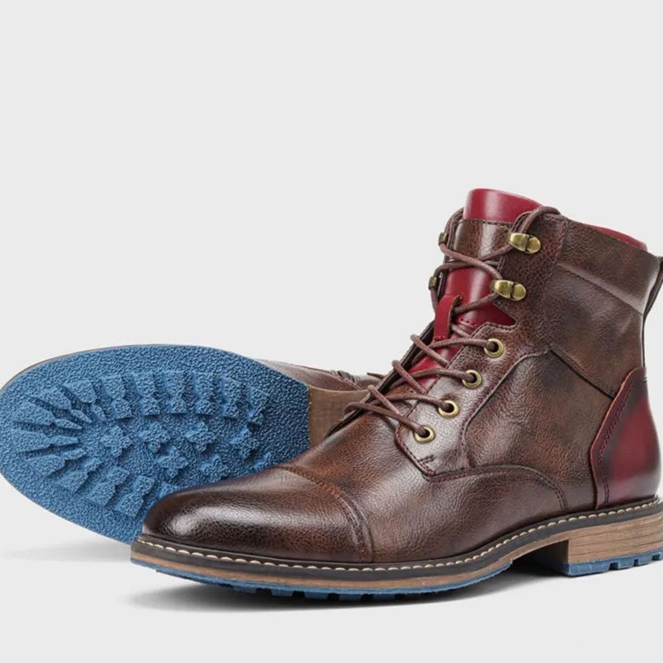 Elijah | Men's Classic Zip Lace-Up Cap-Toe Leather Ankle Boots