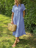 Women's Striped Midi Shirt Dress