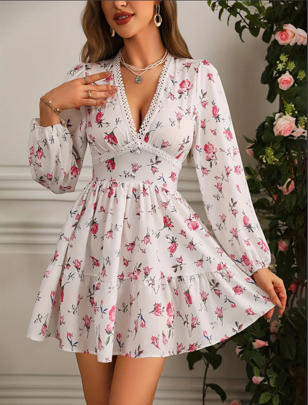 Ladies Floral Fit & Flare Mini Dress