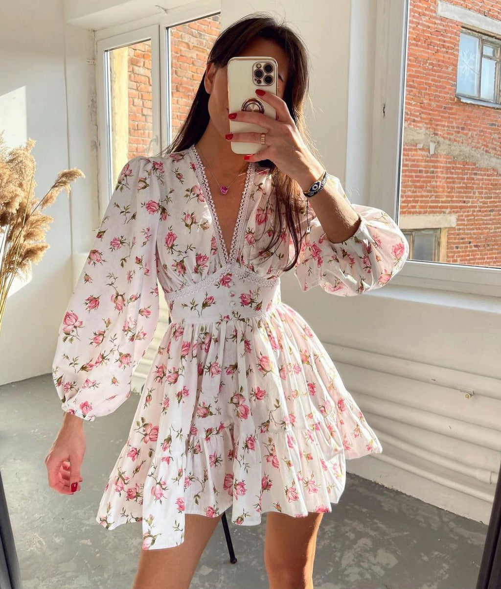 Ladies Floral Fit & Flare Mini Dress