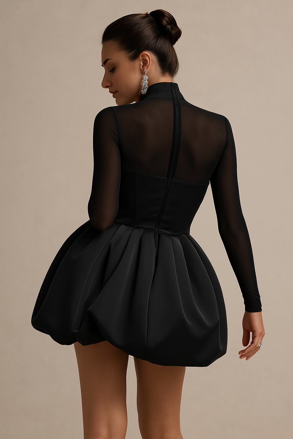 Ladies Long Sleeve Evening Mini Dress