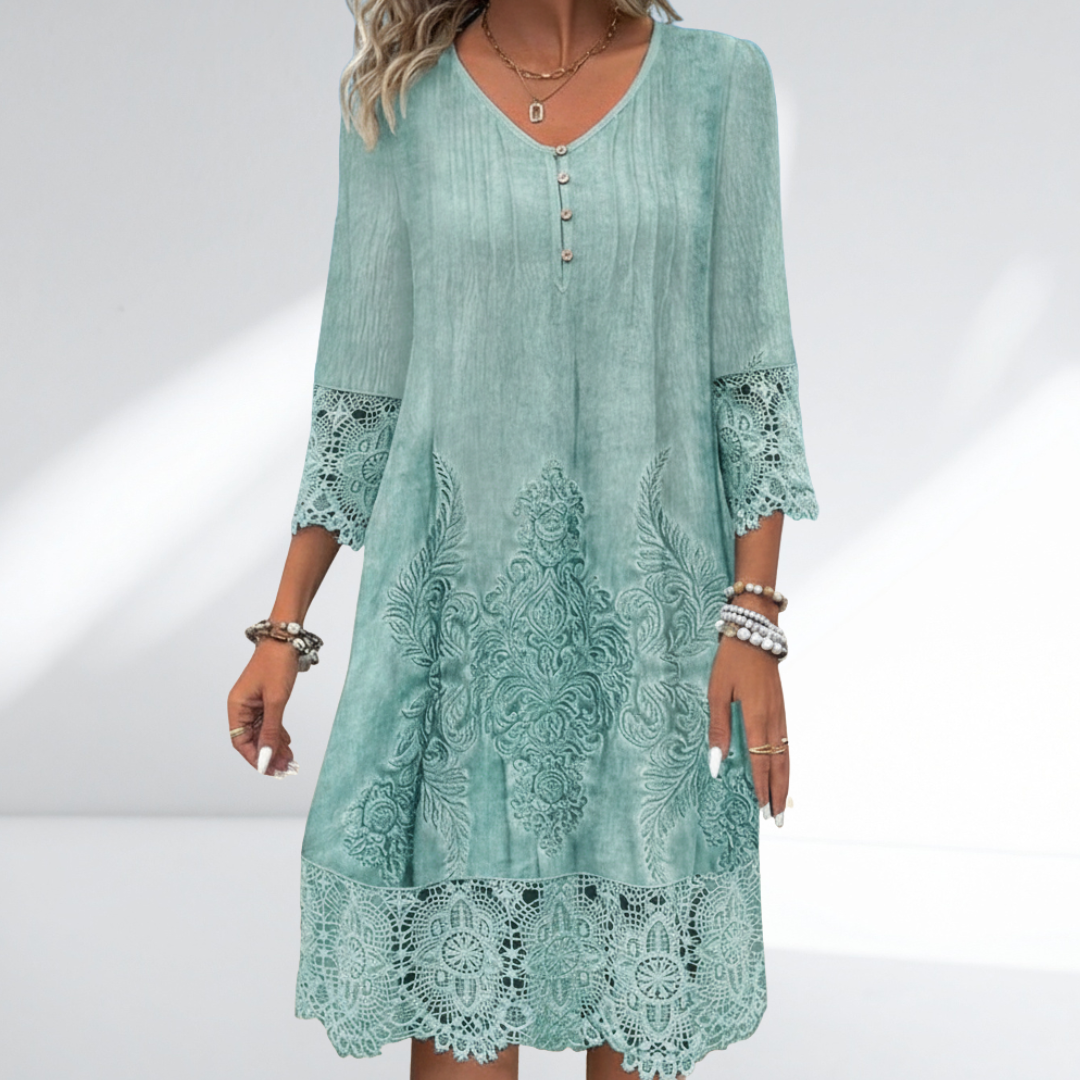 Women's V-Neck A-Line Midi Dress