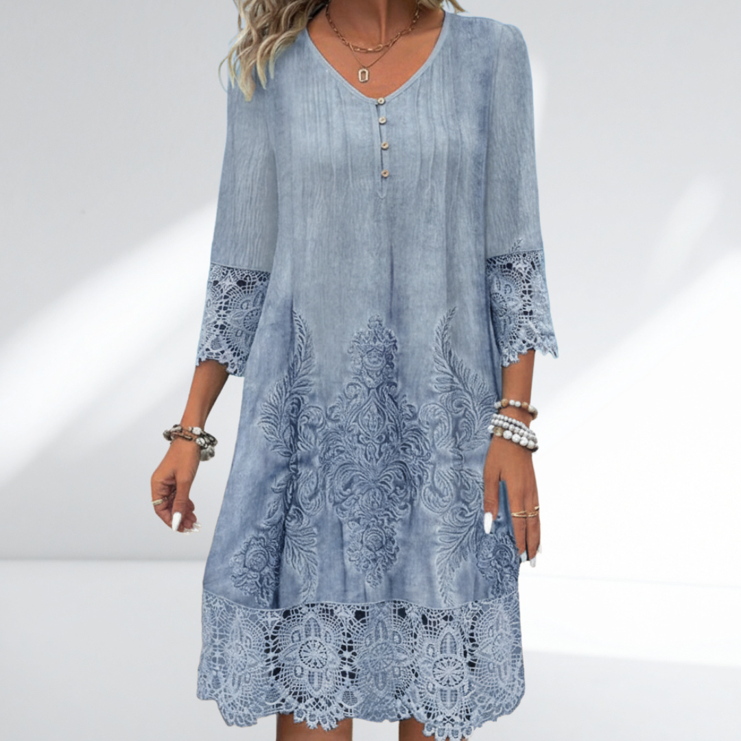 Women's V-Neck A-Line Midi Dress