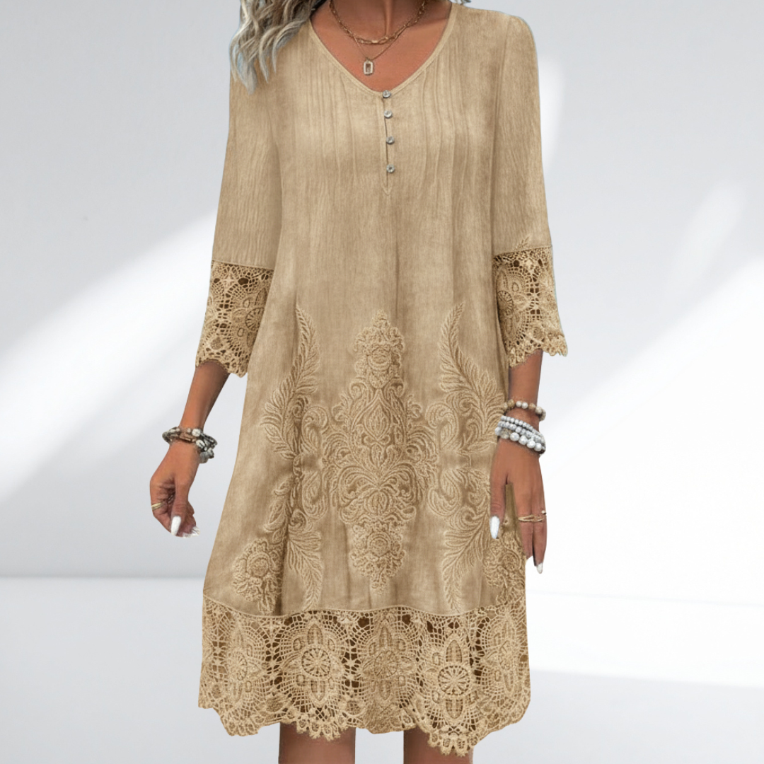 Women's V-Neck A-Line Midi Dress