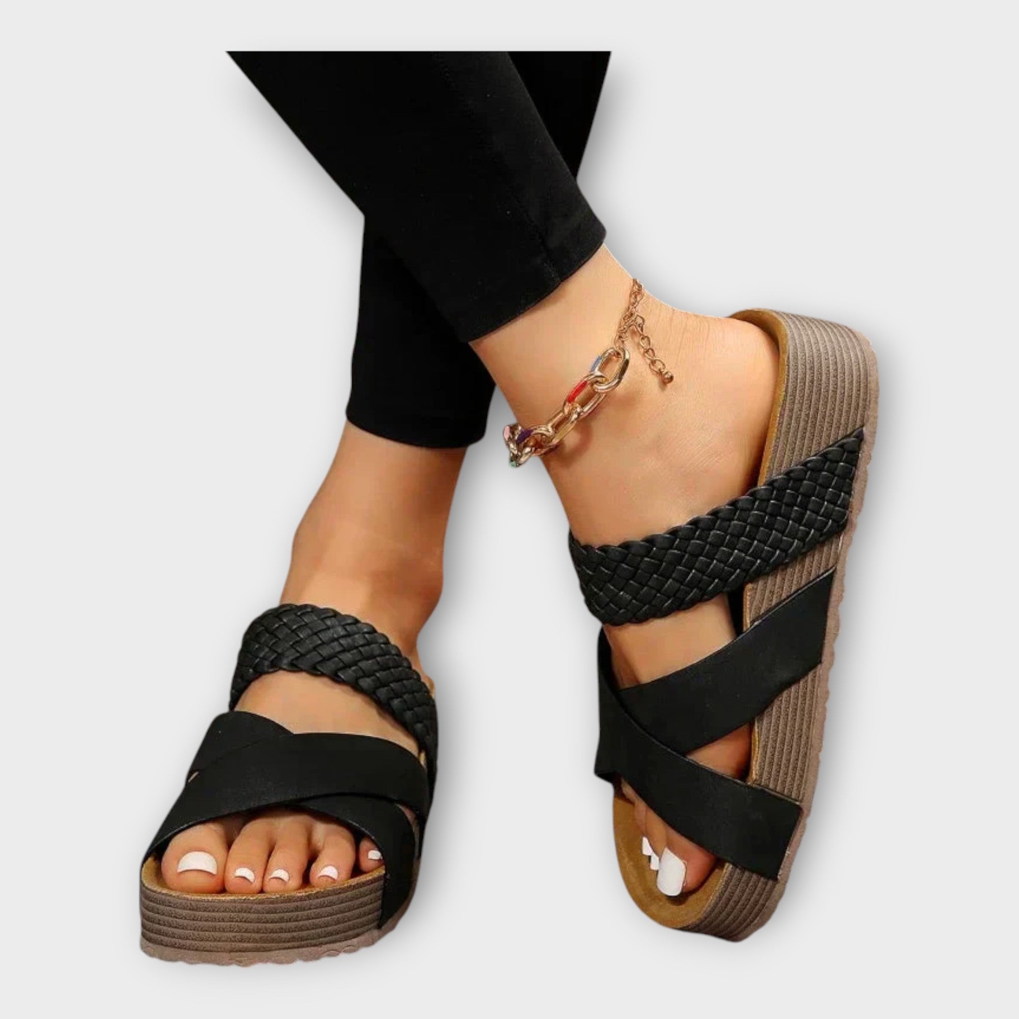 Platforms with Braided Details and Wide Straps