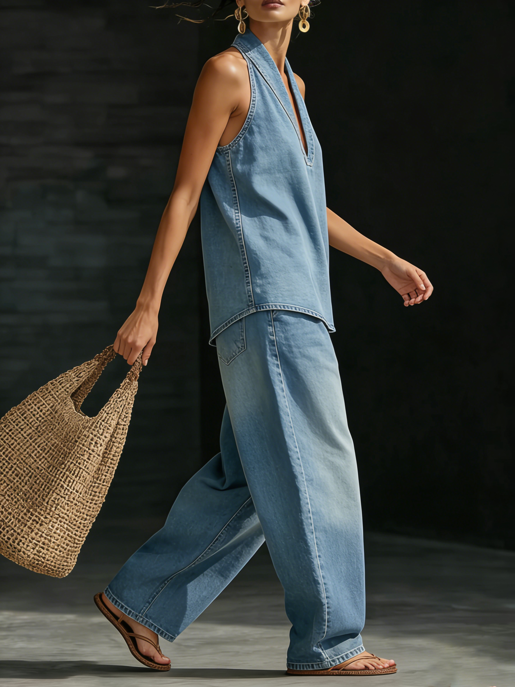 TWO-PIECE DENIM SET FOR WOMEN