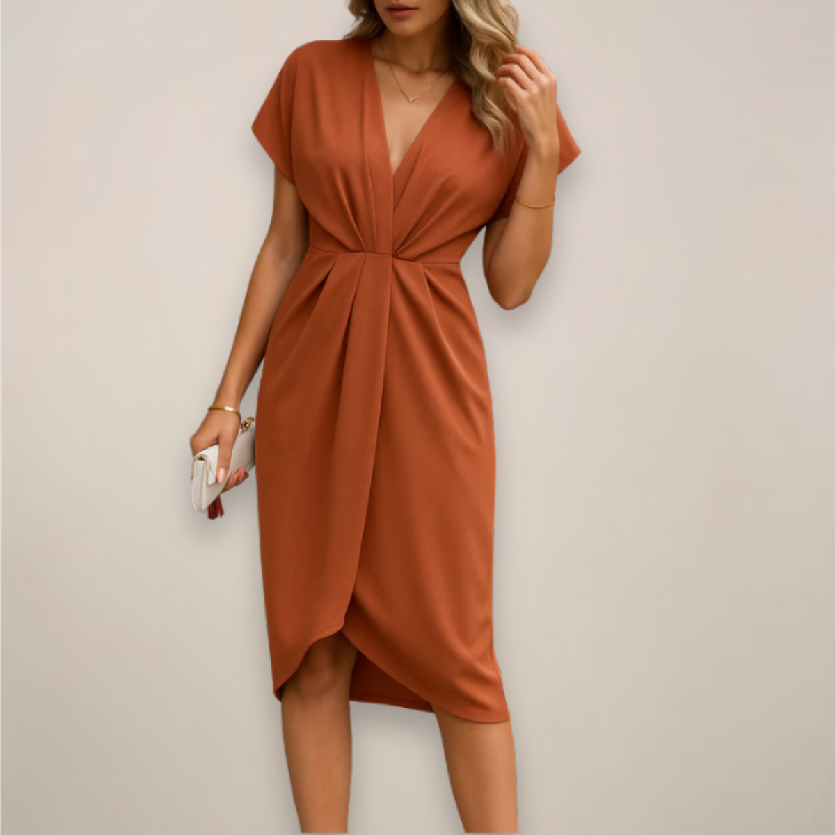 Women’s V-Neck Wrap Midi Dress