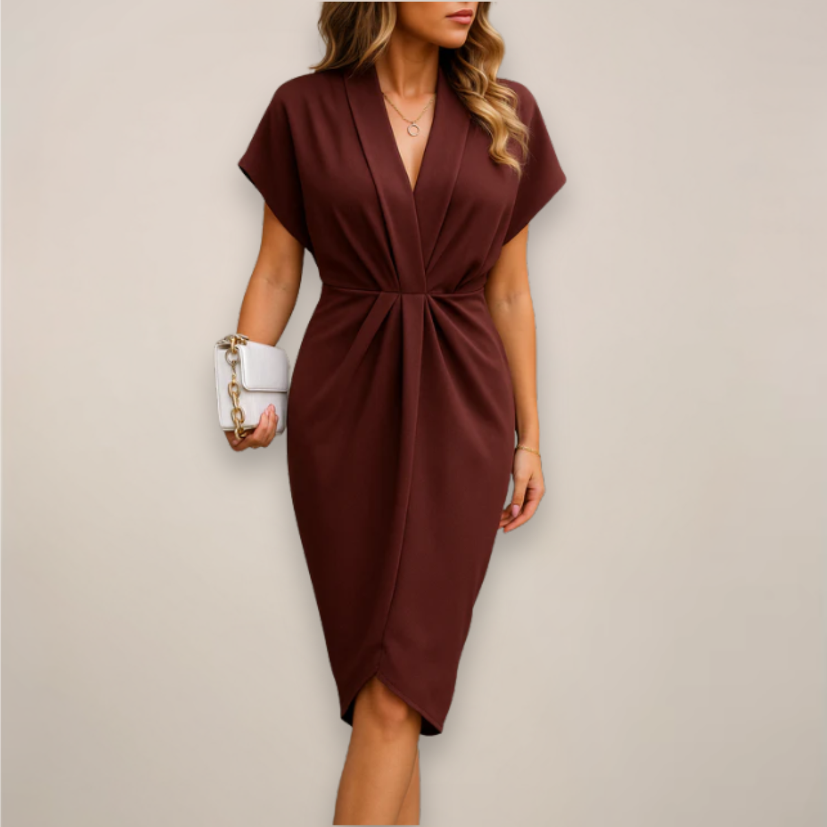 Women’s V-Neck Wrap Midi Dress