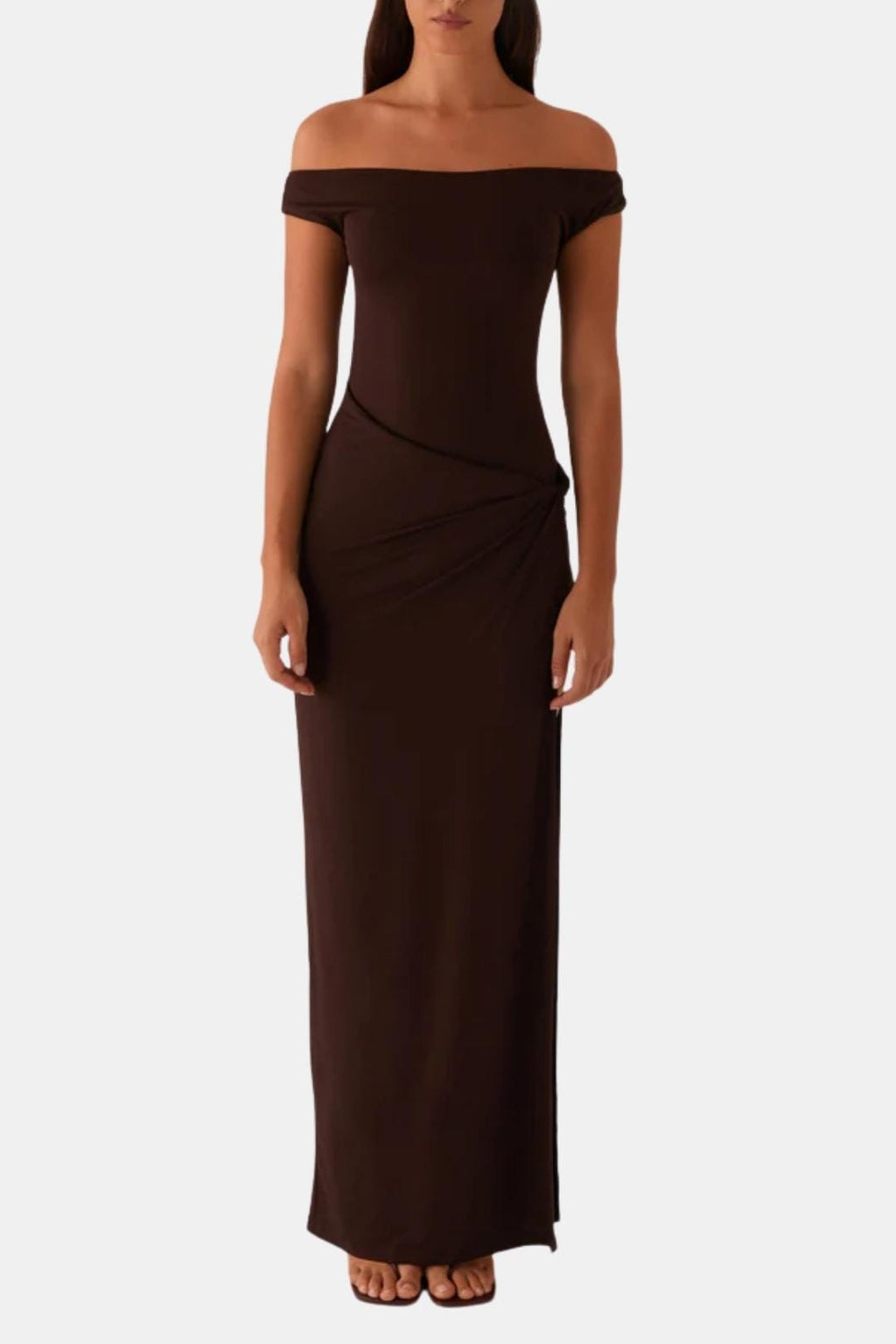 Ladies' Maxi Dress with Split and Off-Shoulder