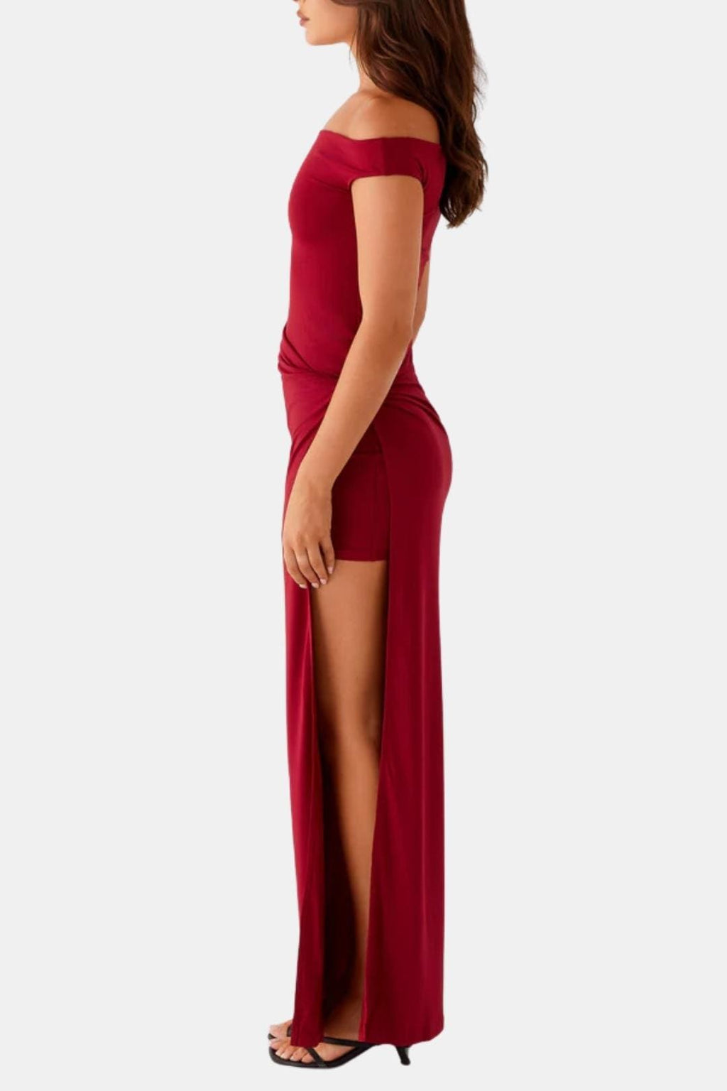Ladies' Maxi Dress with Split and Off-Shoulder