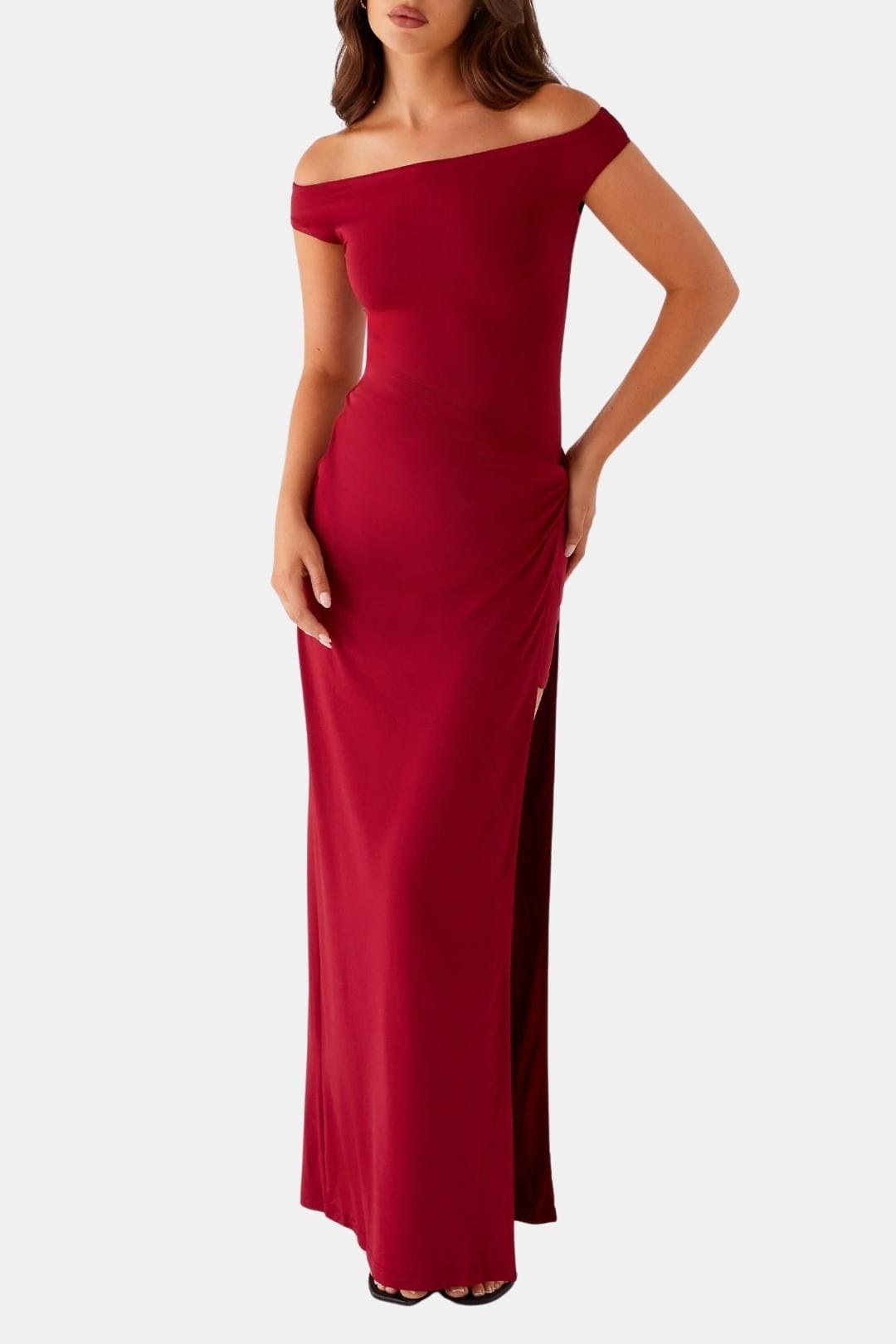 Ladies' Maxi Dress with Split and Off-Shoulder