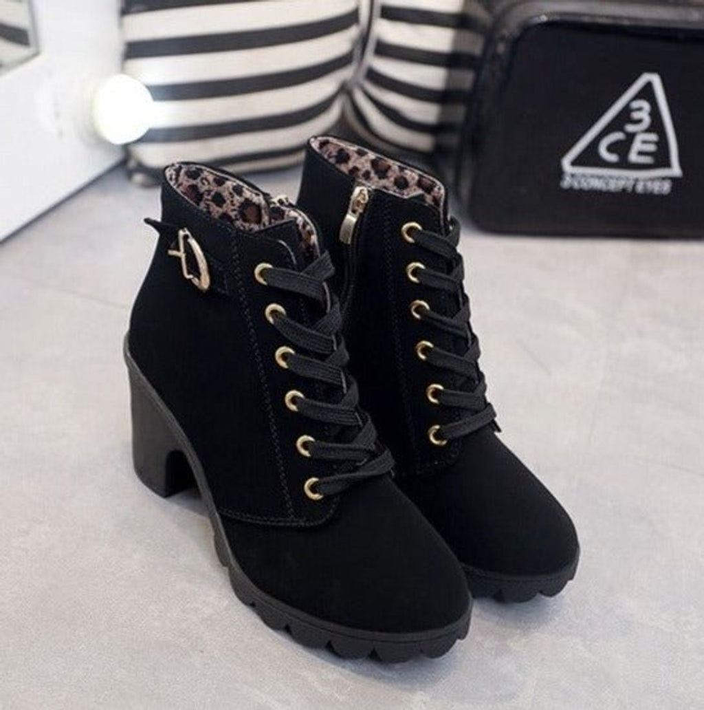 Nora | Women's Ankle Boots with Block Heel in Suede Look