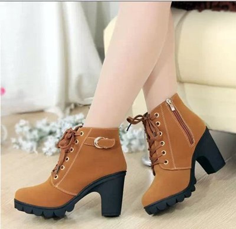 Nora | Women's Ankle Boots with Block Heel in Suede Look