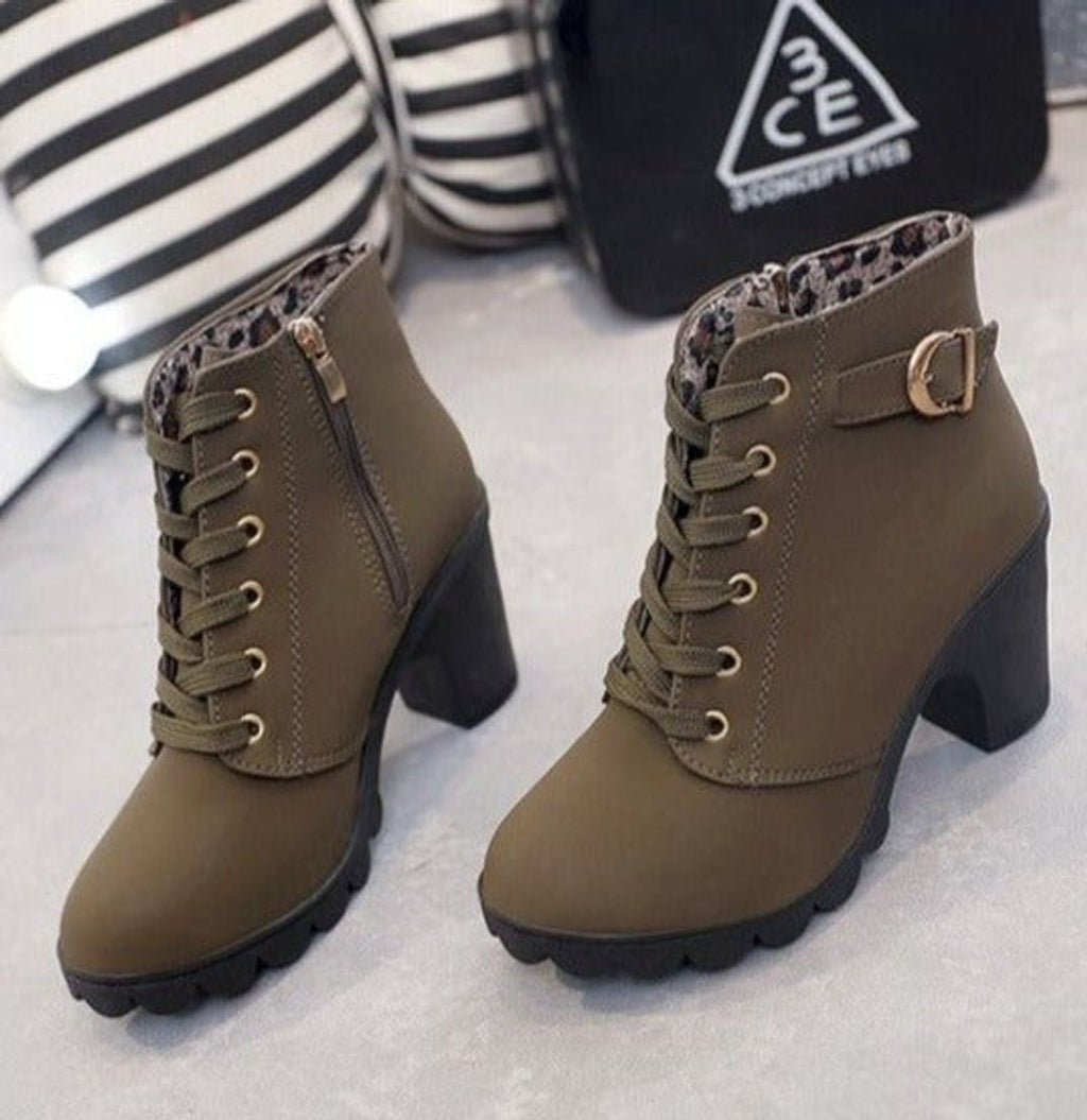 Nora | Women's Ankle Boots with Block Heel in Suede Look
