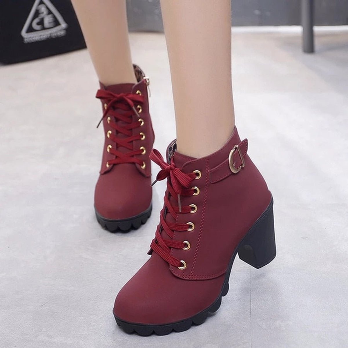 Nora | Women's Ankle Boots with Block Heel in Suede Look