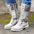 Hannah | Women's Waterproof Lace-Up Boots with Synthetic Leather and Knitted Shaft Buckle