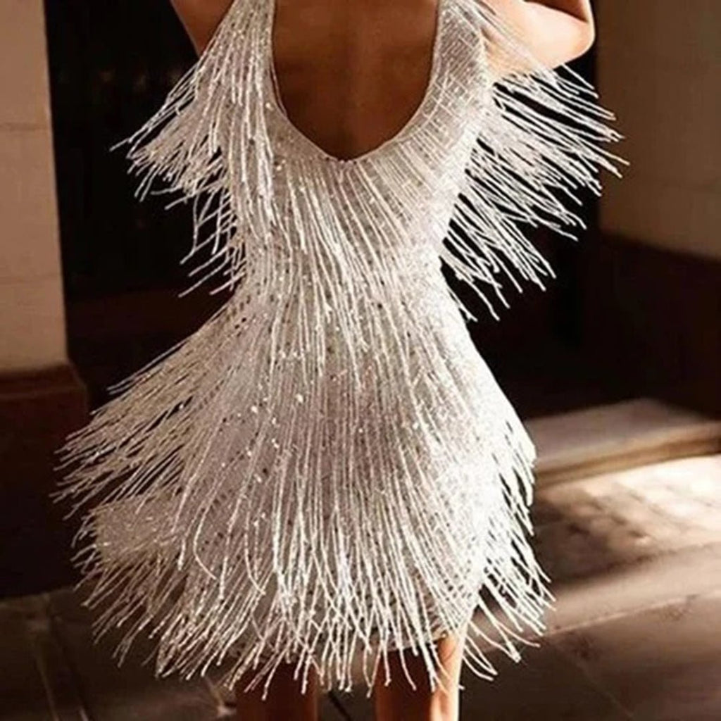 Ladies' Cocktail Mini Dress with Fringing