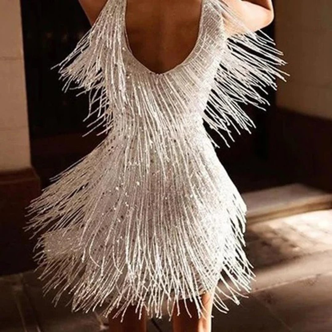 Ladies' Cocktail Mini Dress with Fringing