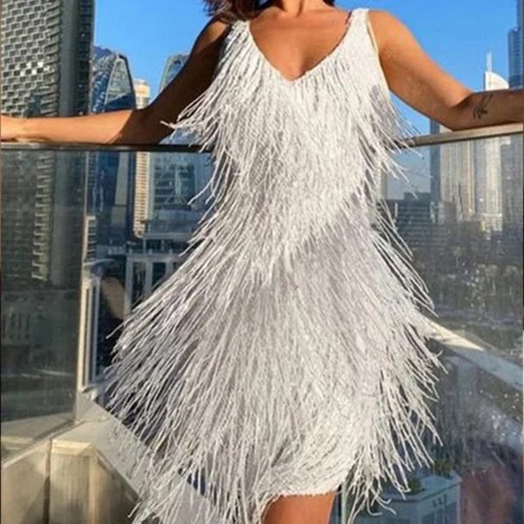 Ladies' Cocktail Mini Dress with Fringing