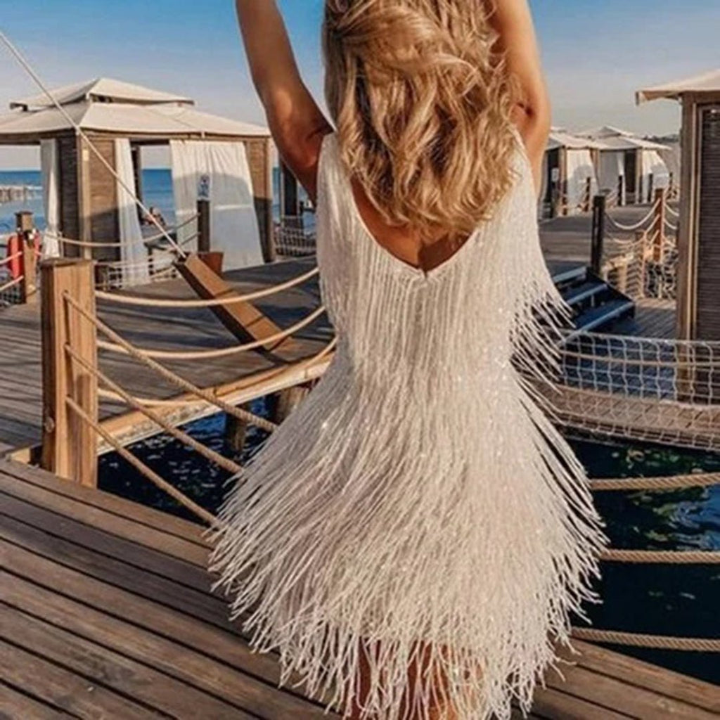 Ladies' Cocktail Mini Dress with Fringing