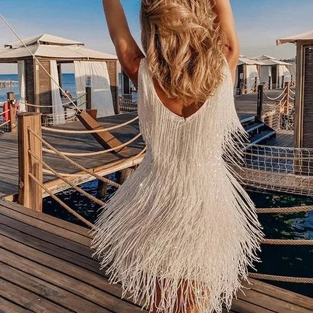 Ladies' Cocktail Mini Dress with Fringing