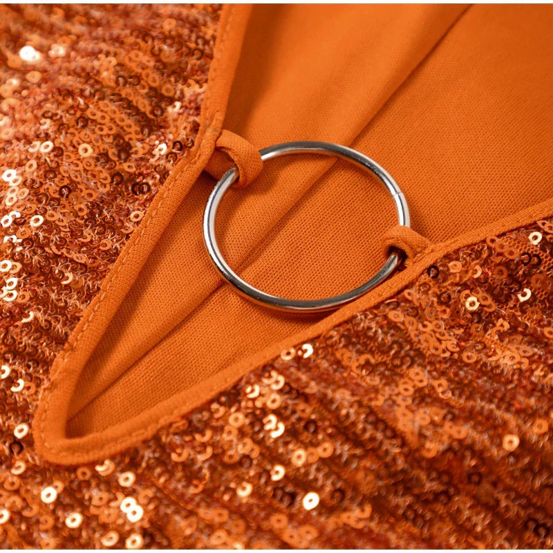 Ladies Long Sleeve Sequin Mini Dress