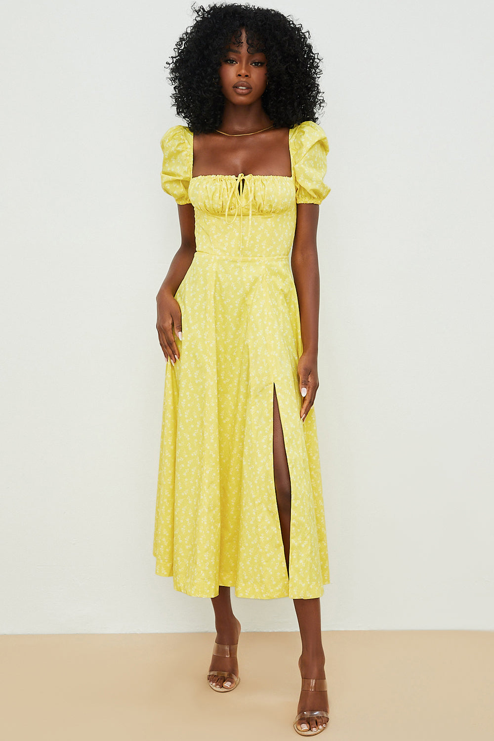 Aviana - Dress with Puff Sleeves Bloom