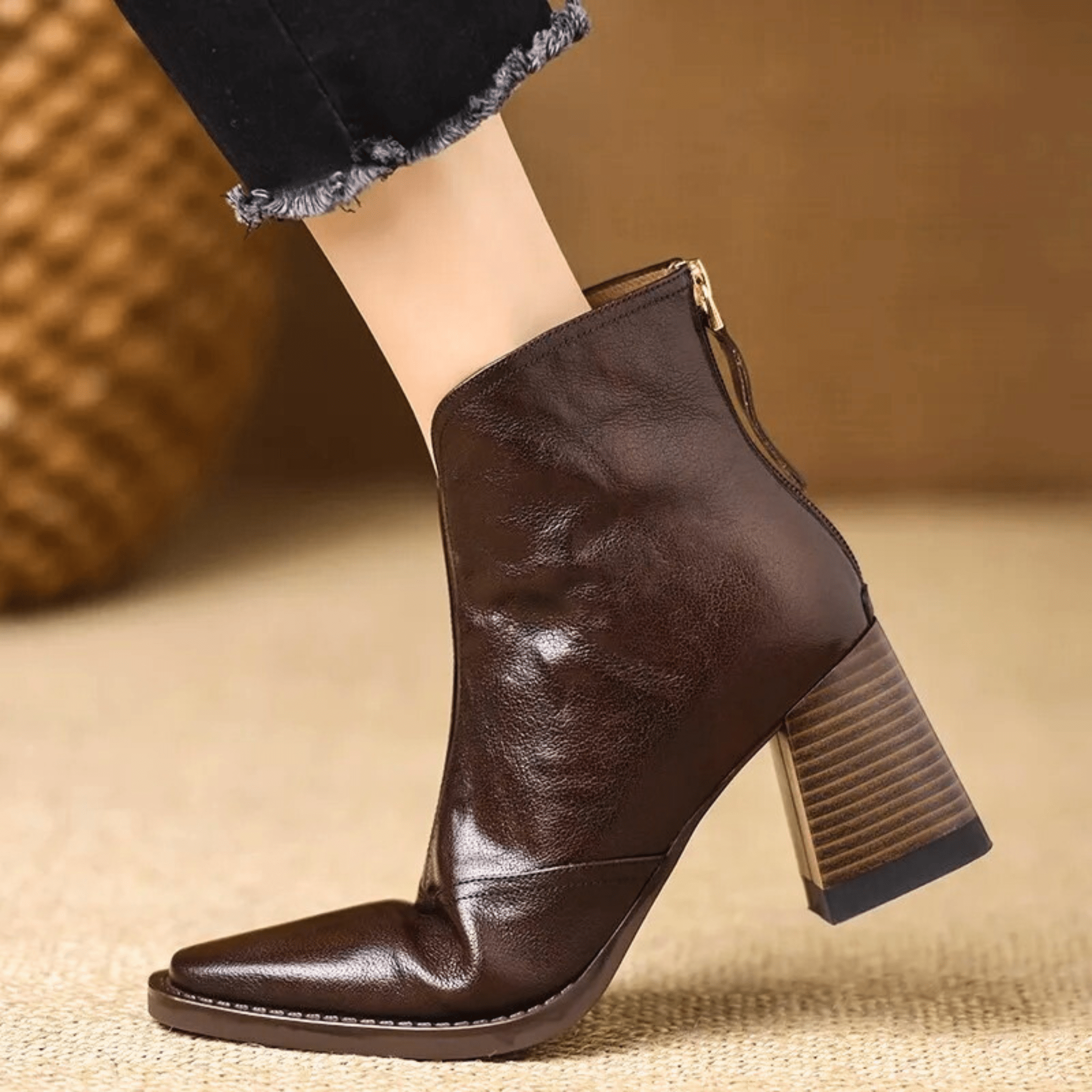 Claudia | Luxurious Ankle Boots with Mid-High Heel