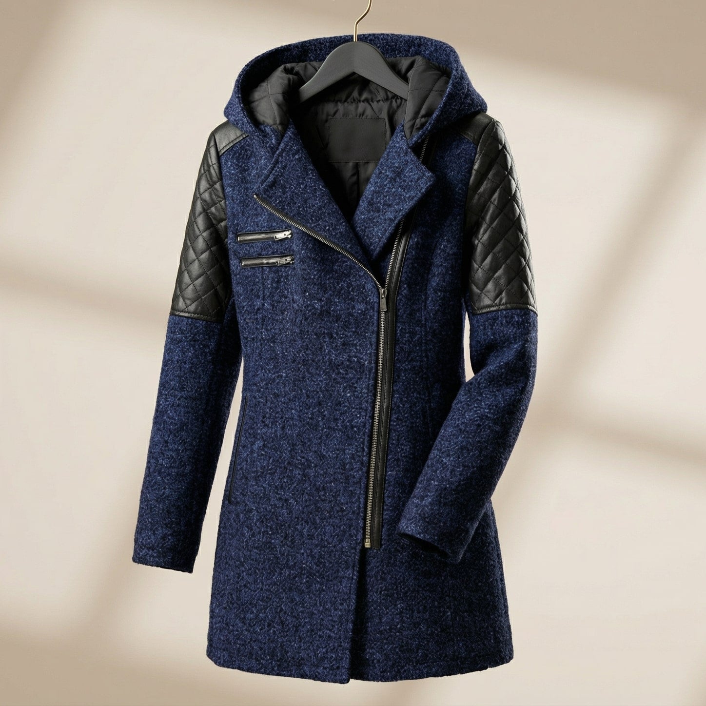 Women's Hooded Asymmetrical Motorcycle Jacket
