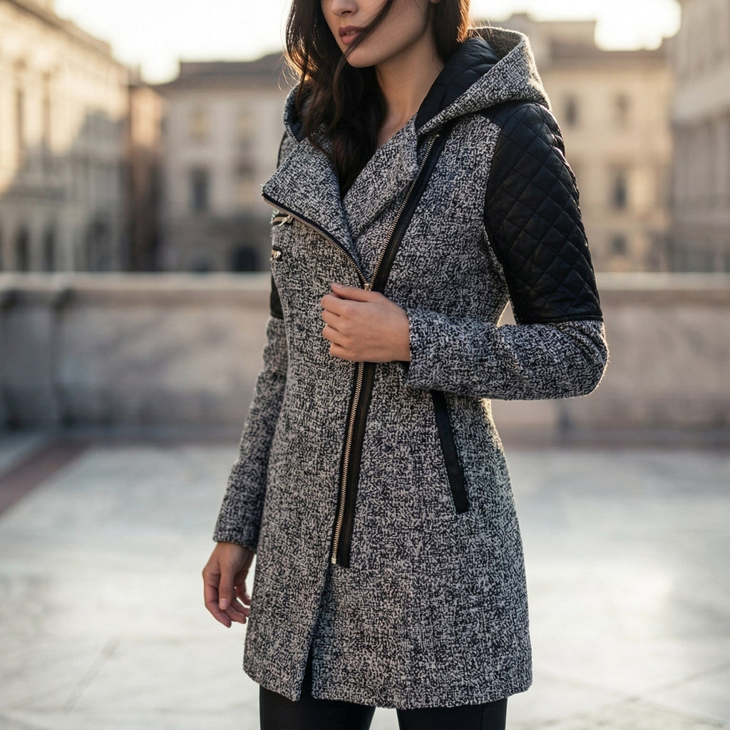 Women's Hooded Asymmetrical Motorcycle Jacket