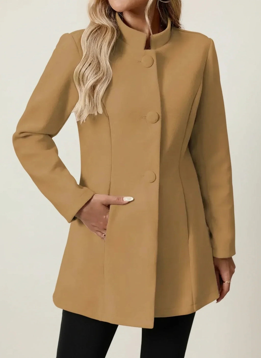 Women's A-Line Jacket with Stand Collar