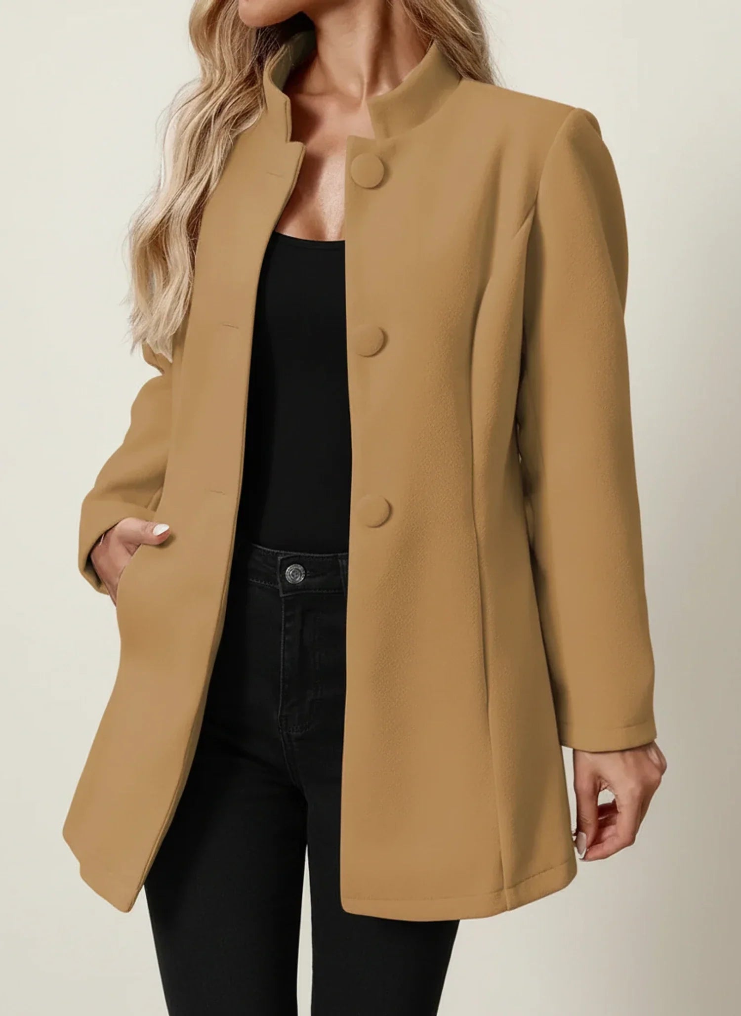 Women's A-Line Jacket with Stand Collar