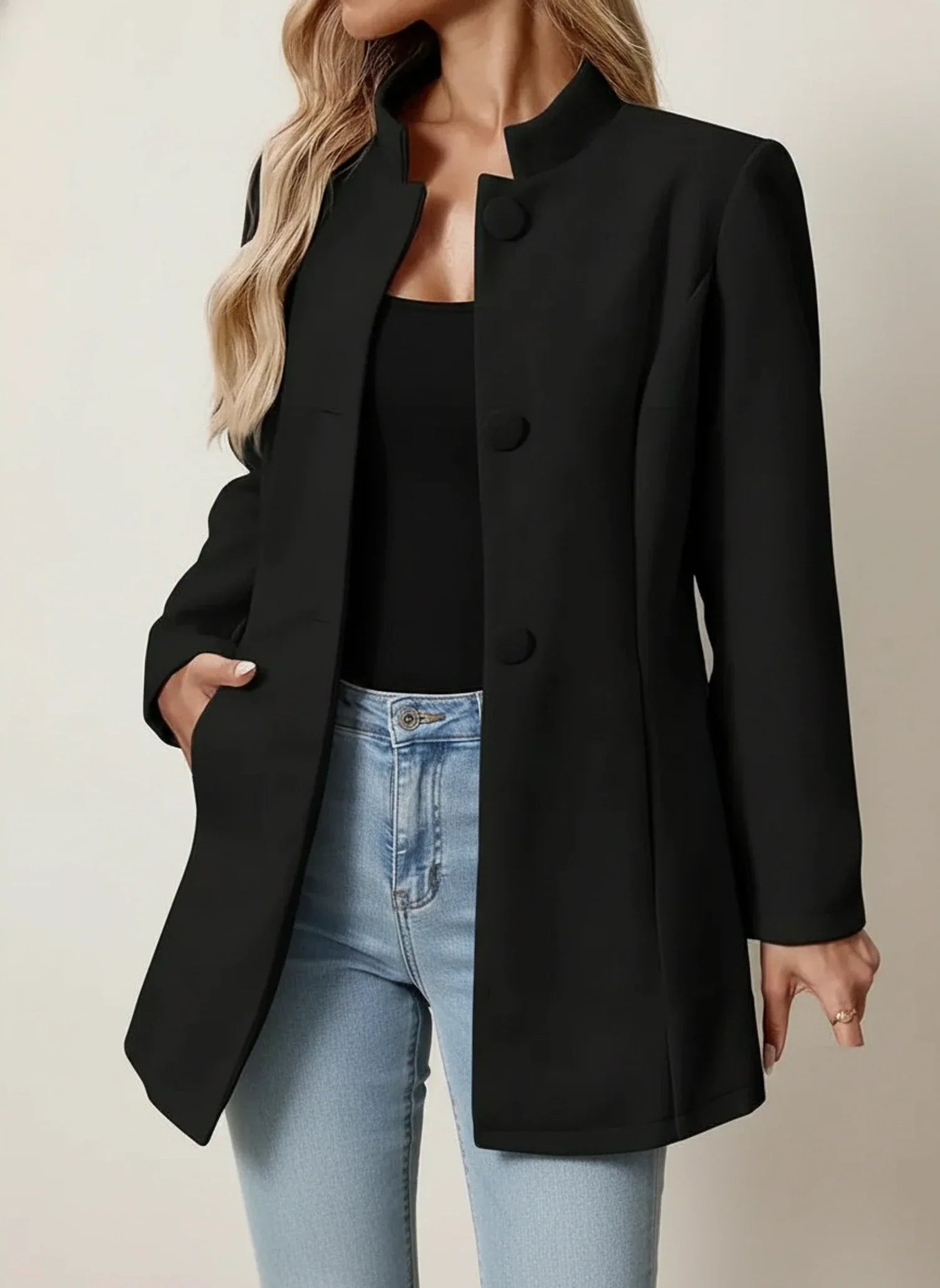 Women's A-Line Jacket with Stand Collar