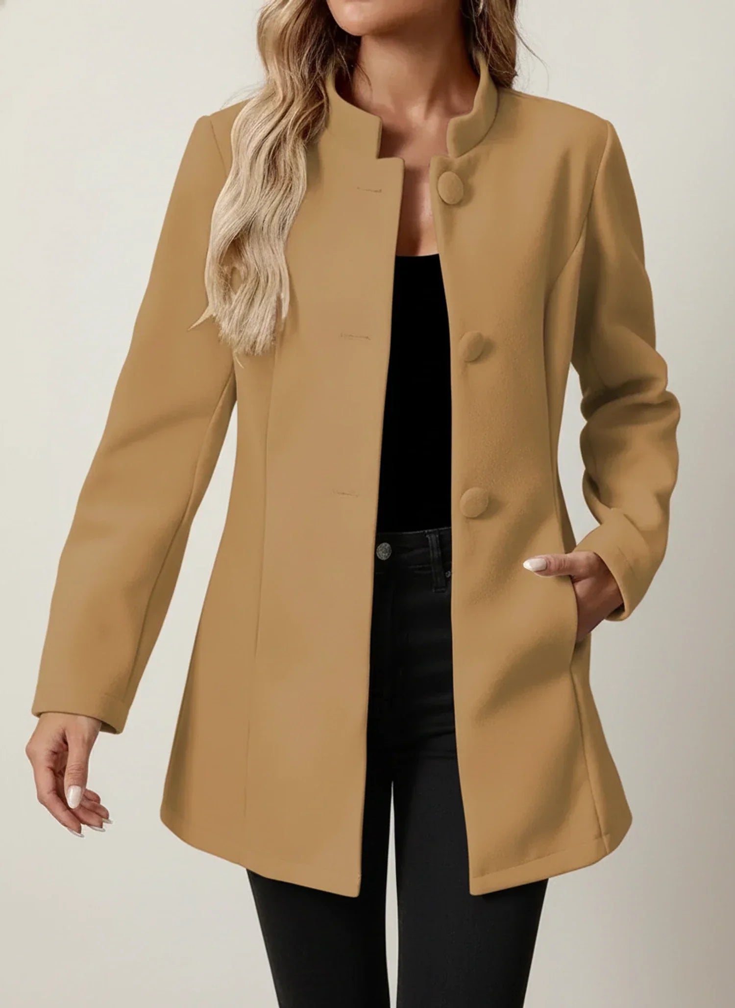 Women's A-Line Jacket with Stand Collar
