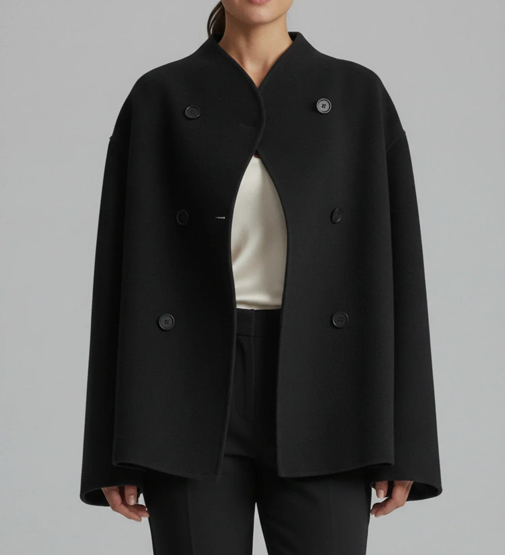 Women's Double-Breasted Collarless Short Coat